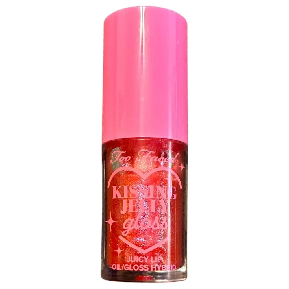 Too Faced Kissing Jelly Lip Oil Gloss Bubblegum Limited Edition Pink Glitter New